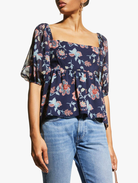 Sachin & Babi - Lindsay Square-Neck Babydoll Top - Sz M