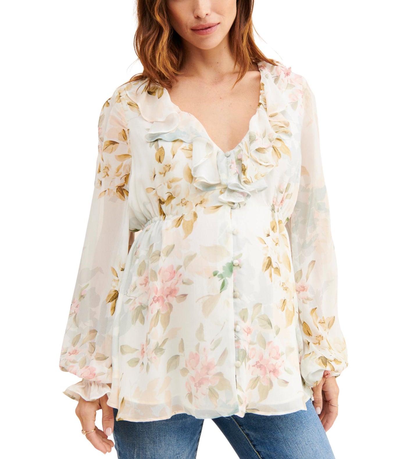 Yumi Kim - Maternity Ruffles Neckline Westin Blouse - Sz MM