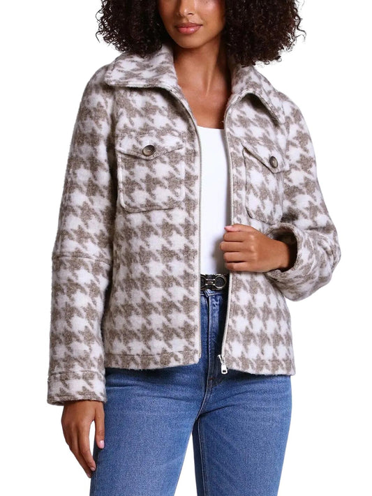 Avec Les Filles - Printed Long Sleeve Zip-Front Shacket - Sz M