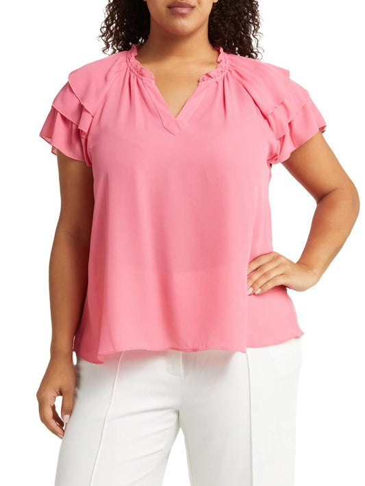 Nanette Lepore - V-Neck Triple Tier Sleeve Blouse - Sz 2X