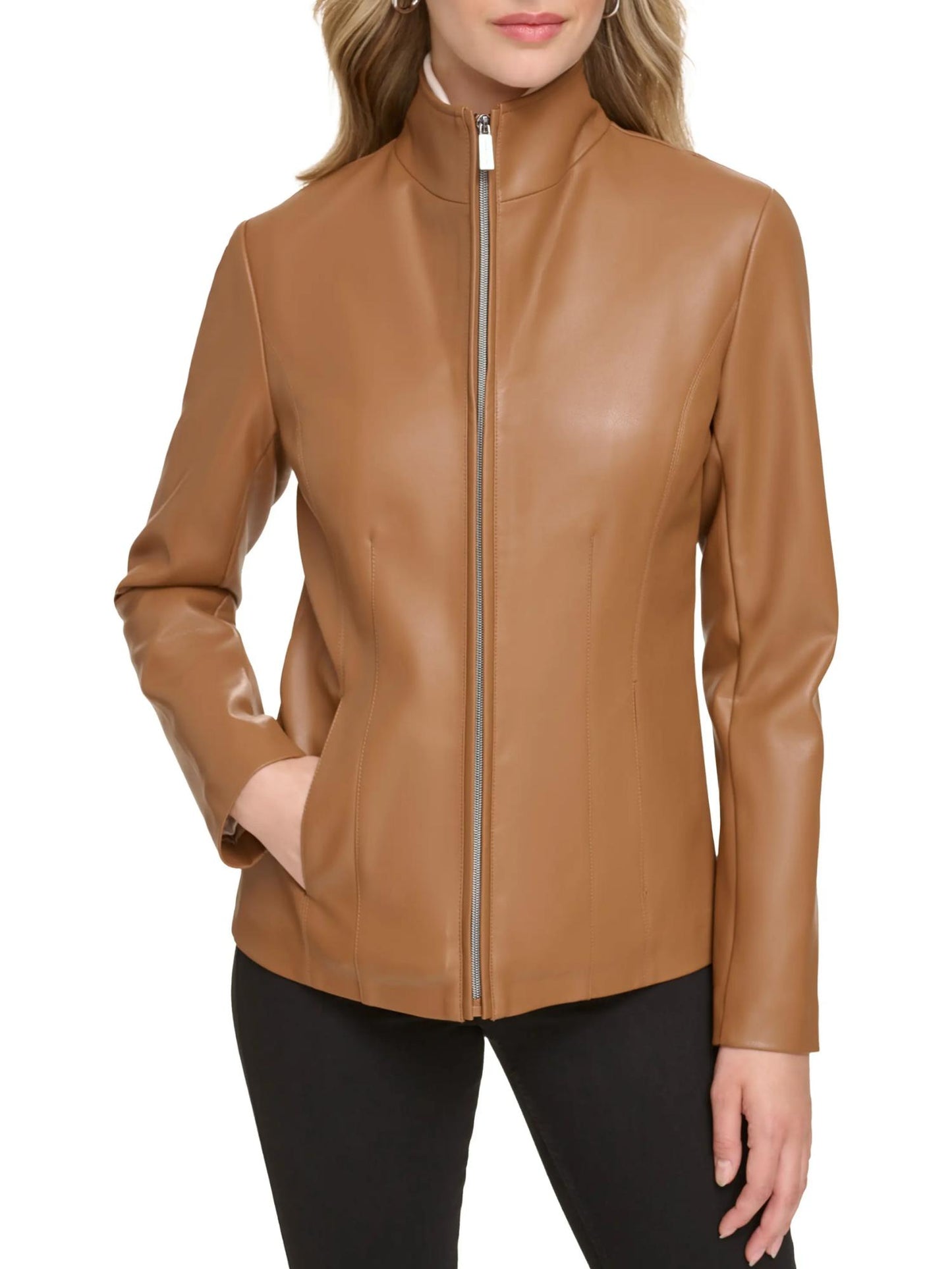 Kenneth Cole - Faux Leather Front Zip Jacket - Sz M