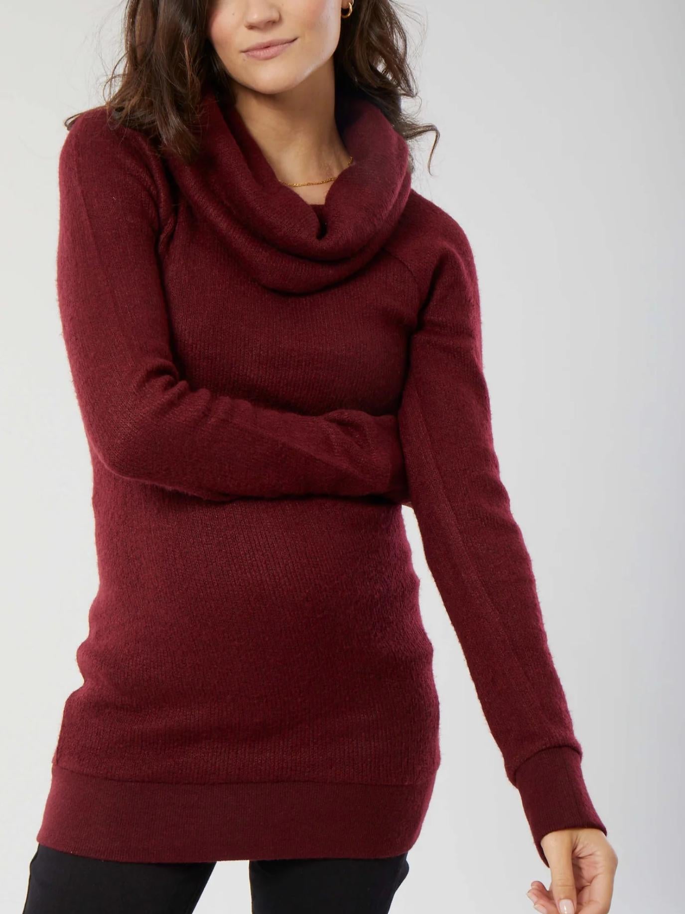 Ingrid & Isabel - Cowl Neck Long Sleeve Maternity Tunic Sweater - Sz SM