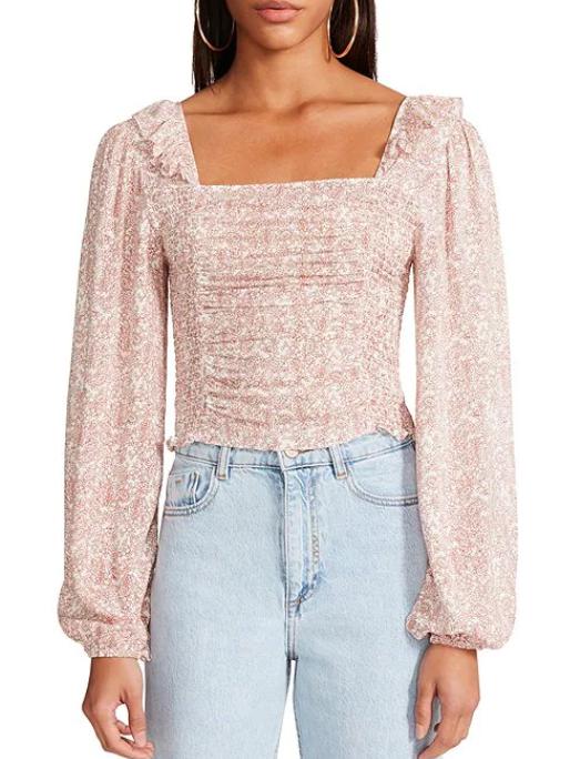 BB Dakota - Southern Bell Square Neck Smocked Blouse - Sz XL