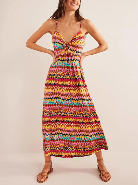 Boden - Strappy Ruched Keyhole Front Maxi Dress - Sz 12