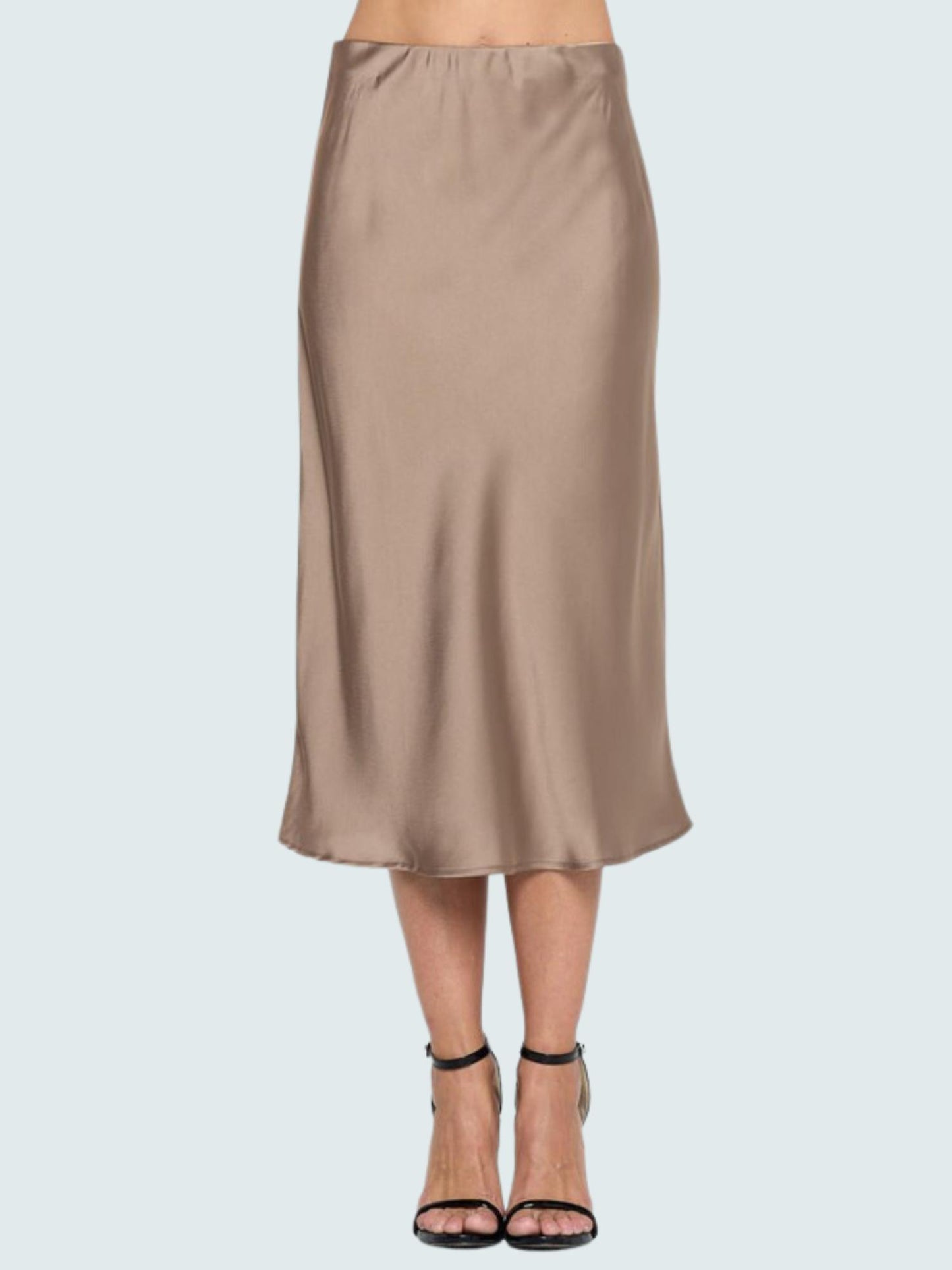 Renee C - Solid Satin Midi Skirt - Sz L