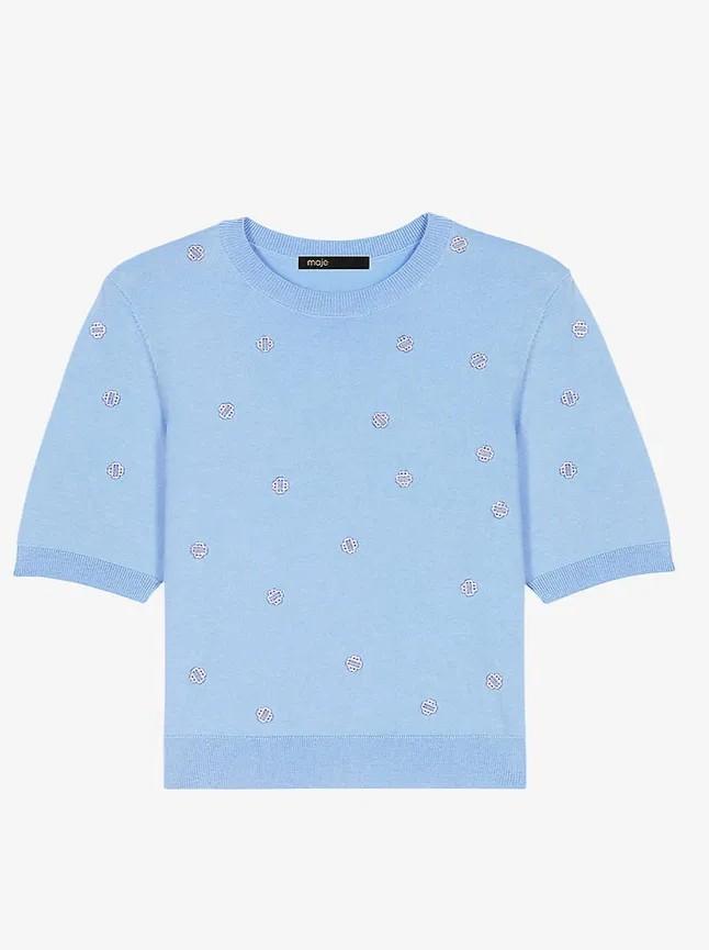 Maje - Millennium Embellished Wool-Blend Crew Neck Sweater