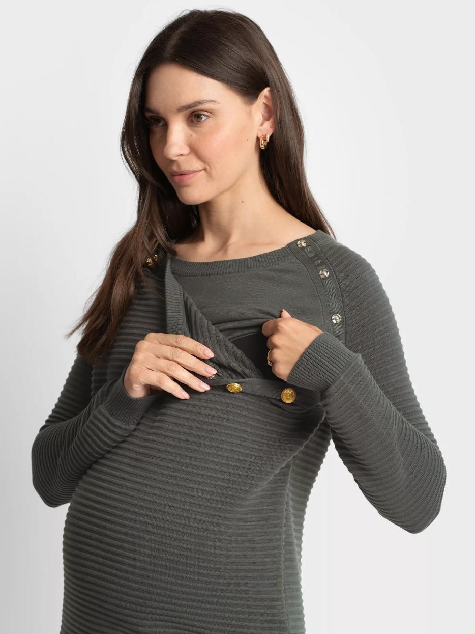 Seraphine - Amalia Ripple Stitch Nursing Sweater - Green