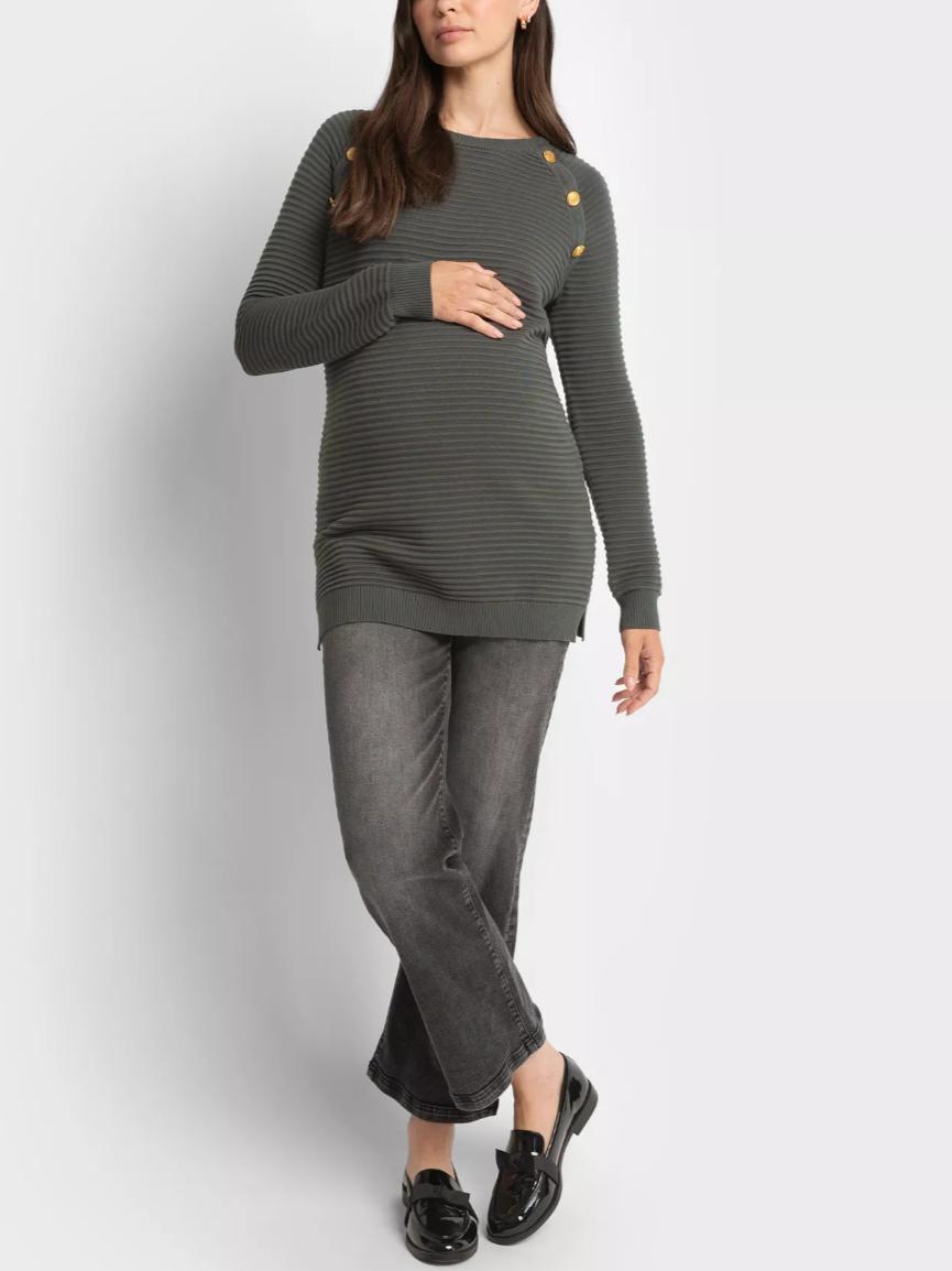 Seraphine - Amalia Ripple Stitch Nursing Sweater - Green