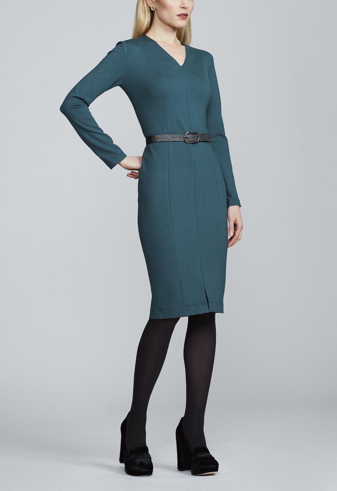 Nora Gardner - Long Sleeve V-Neck Sheath Dress (Belt Not Included) - Sz 6