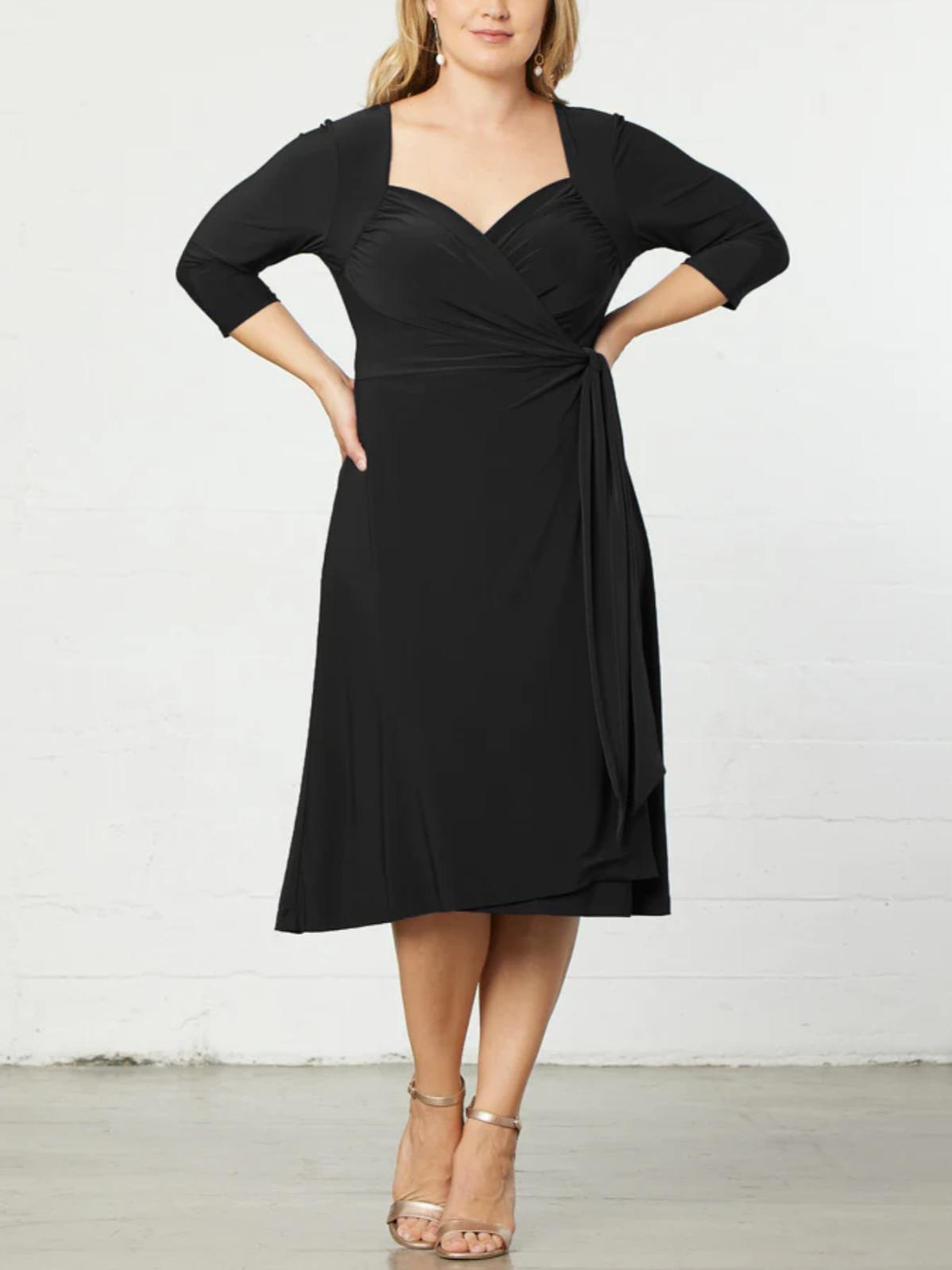 KIYONNA - Sweetheart Knit Wrap Midi Dress - Sz 1X