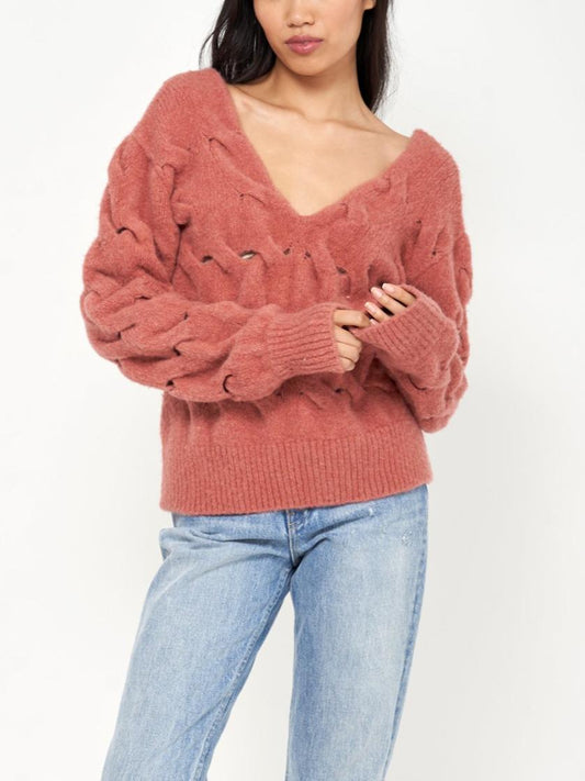 Joie - Aaliyah V-Neck Ribbed Hem Wool Blend Sweaters - Sz M