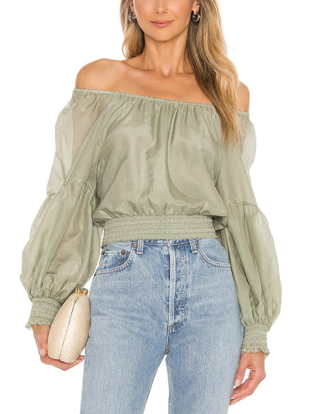 Alice + Olivia - Azalea Peasant Top - Sz S