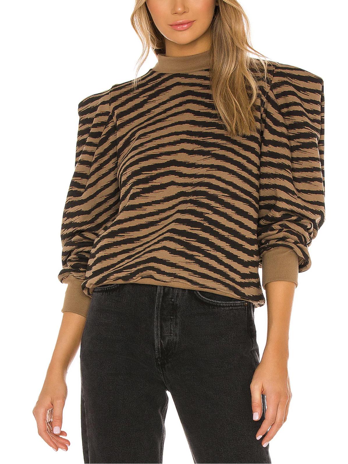 AGOLDE - Folded Sleeve Mock Neck Cotton Sweatshirt - Sz M