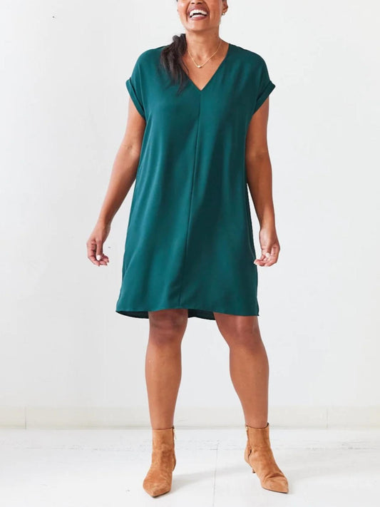 Brass - The Essential V-Neck in Eminence Shift Dress - Sz XXL