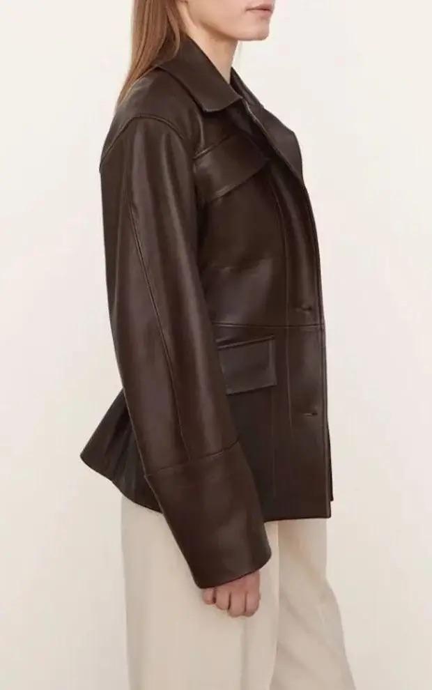 Vince - Belted Leather Safari Jacket - Sz S