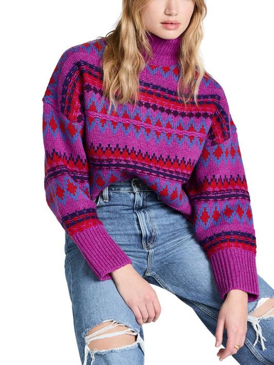 Rag & Bone - Willow Fairisle Wool Printed Turtleneck Sweater - Sz M