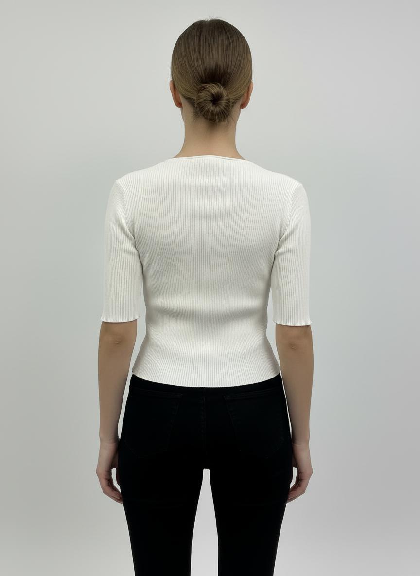 Maje - Button Down Ribbed Top - Sz M