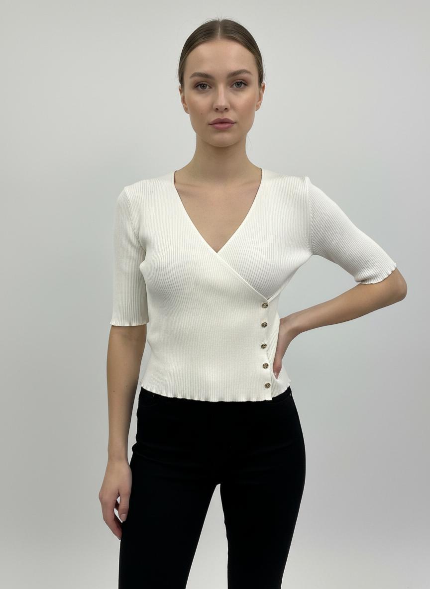 Maje - Button Down Ribbed Top - Sz M