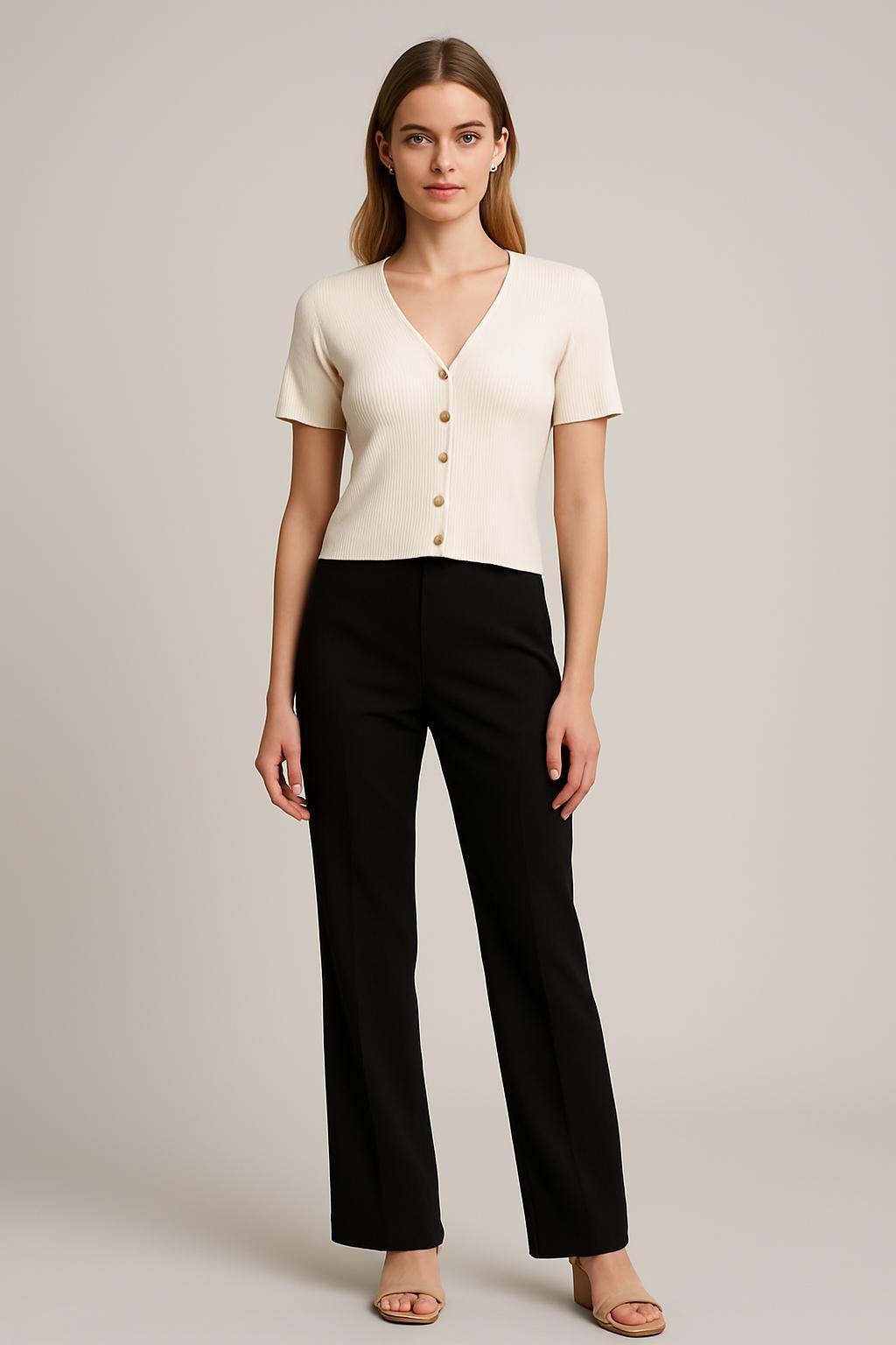 Maje - Button Down Ribbed Top - Sz M