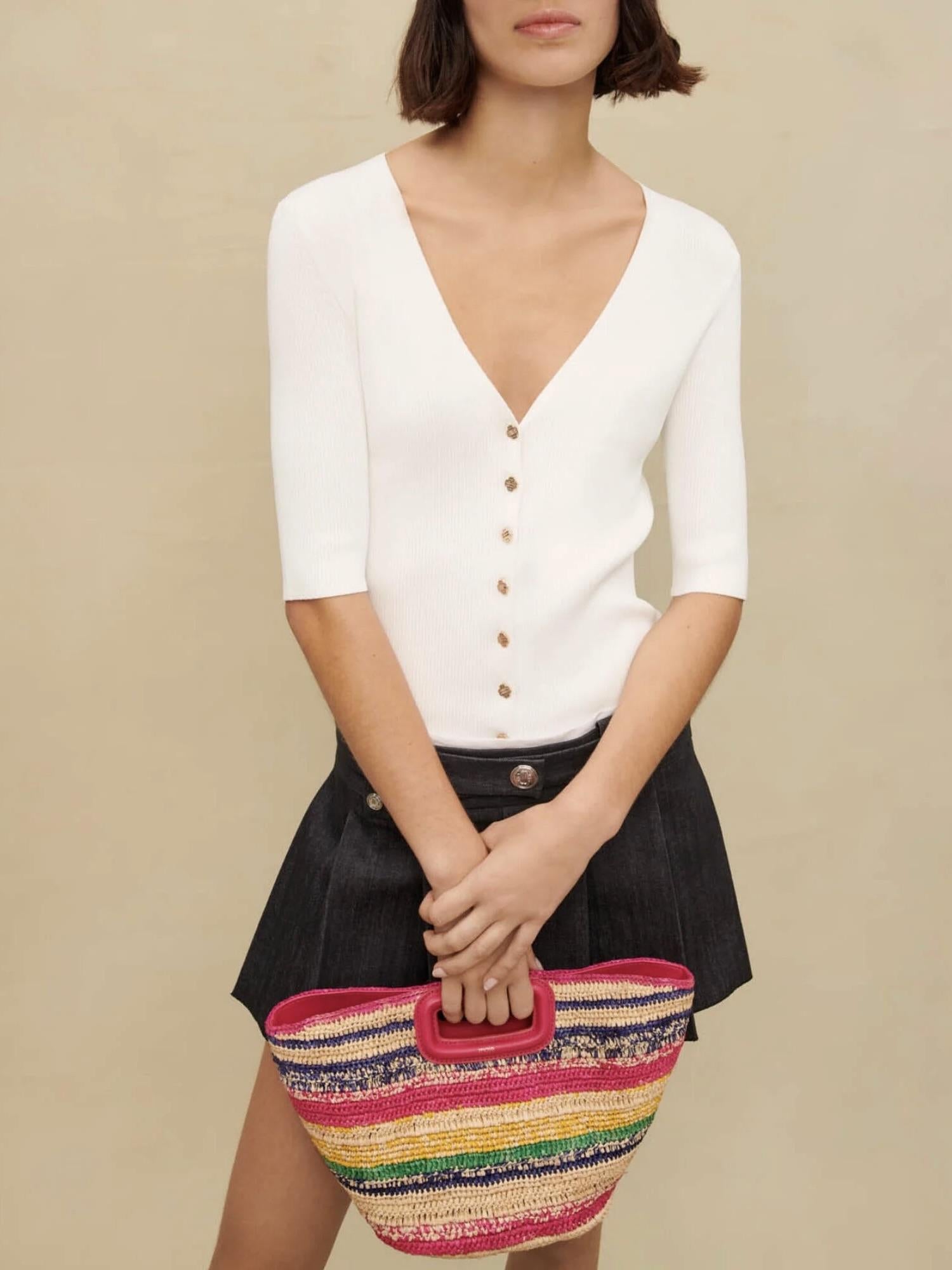 Maje - Button Down Ribbed Top - Sz M