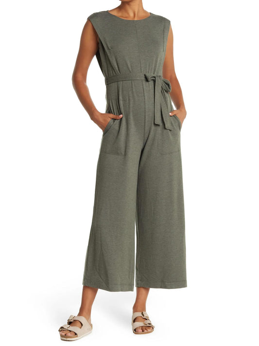 Max Studio - French Terry Sleeveless Waist Tie Jumpsuit - Sz L