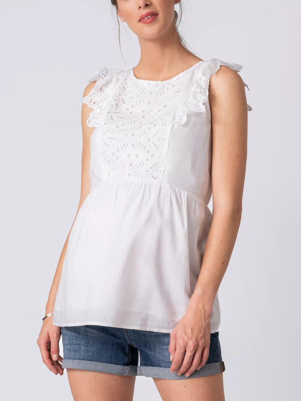 Seraphine - Abigail Sleeveless Broderie Anglaise Maternity and Nursing Top