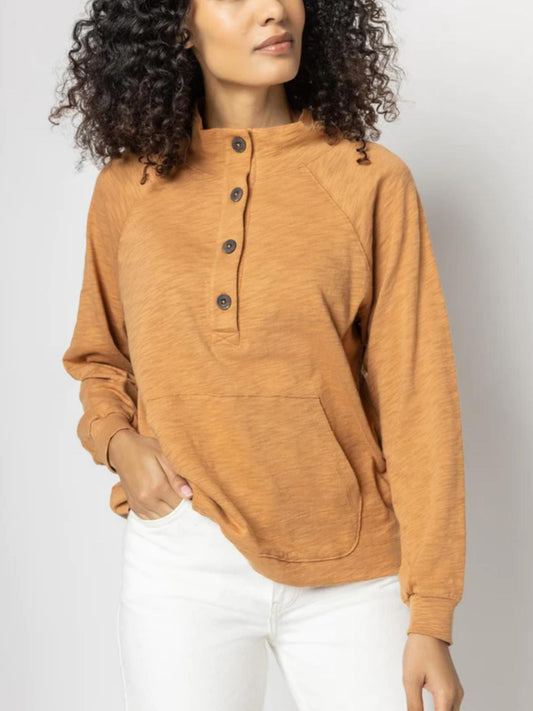 Lilla P - Mock Neck Long Sleeve Henley - Sz XL
