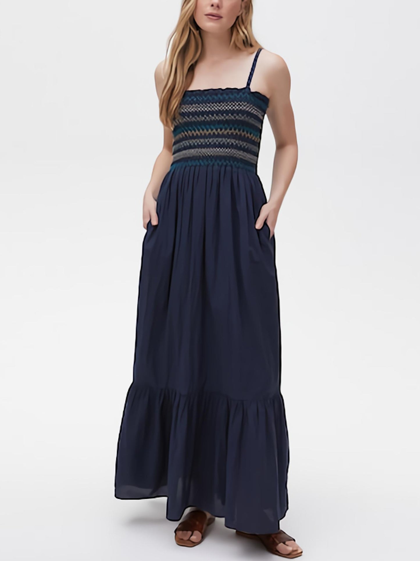 Michael Stars - Alejandra Smocked Tiered Maxi Dress - Sz L