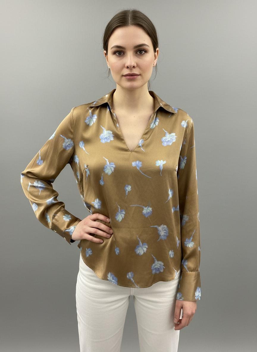 Vince - Shaped Collar Silk Blouse - Sz S