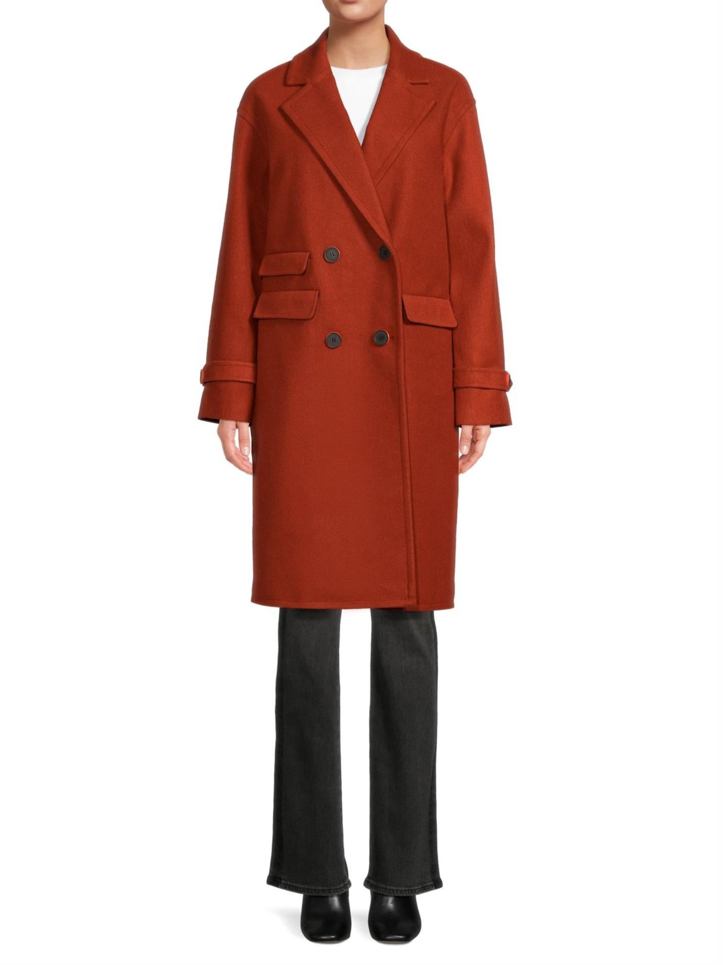 NVLT - Double Breasted Faux Wool Military Coat - Sz M