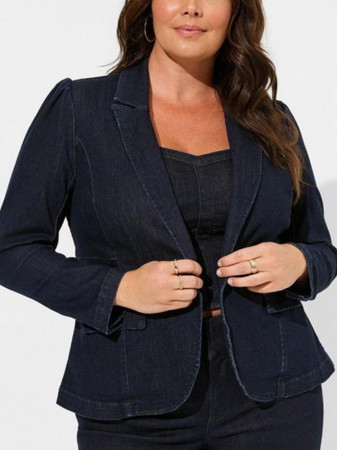 Torrid - Studio Denim Button Front Blazer - Sz 2X