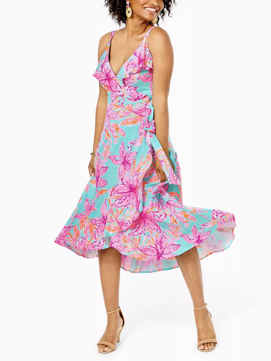 Lilly Pulitzer - Fontaine V-Neck Midi Wrap Dress - Sz M