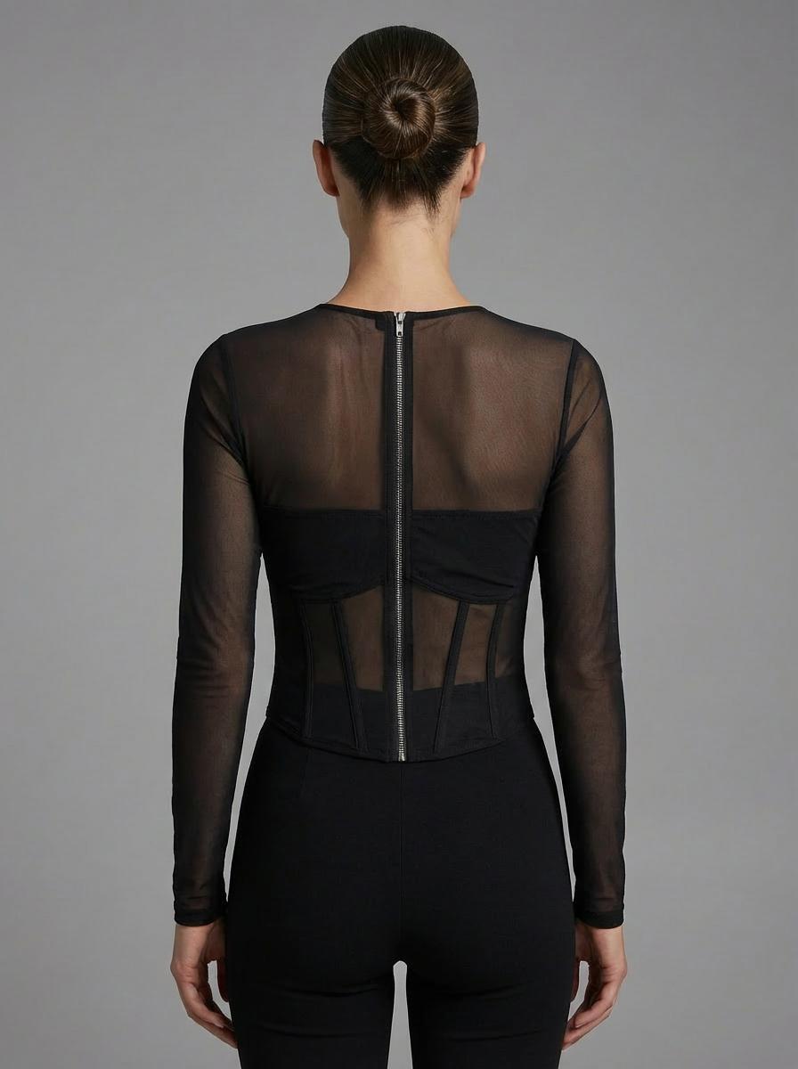 ASTR the Label - Structured Mesh Crop Top - Sz M