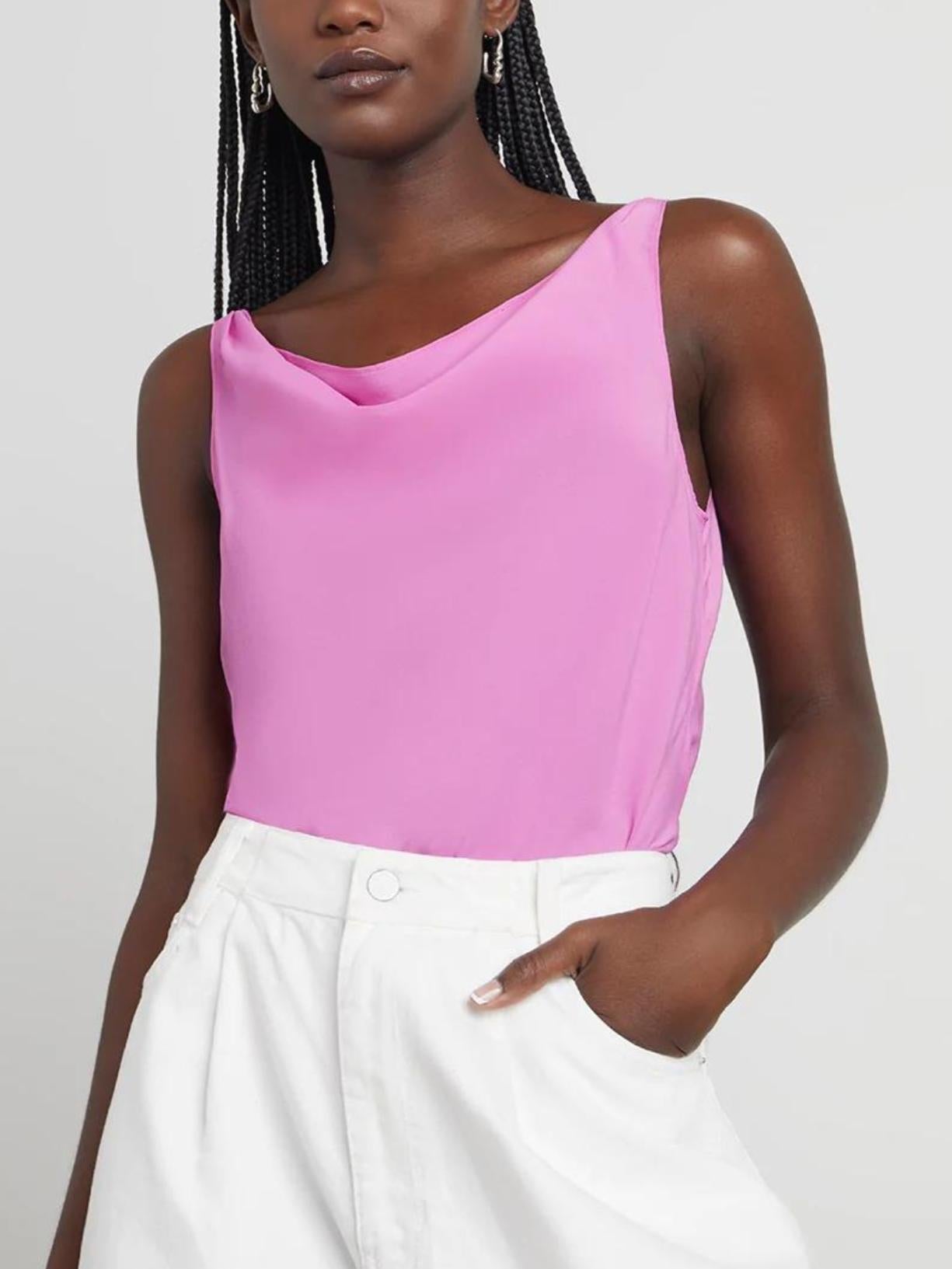 Who What Wear - Kenzie Cowl Neck Silk-Blend Top - Sz S