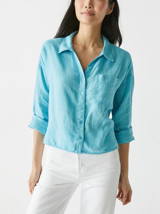 Michael Stars - Gracie Crop Linen Button-Down Shirt - Sz L