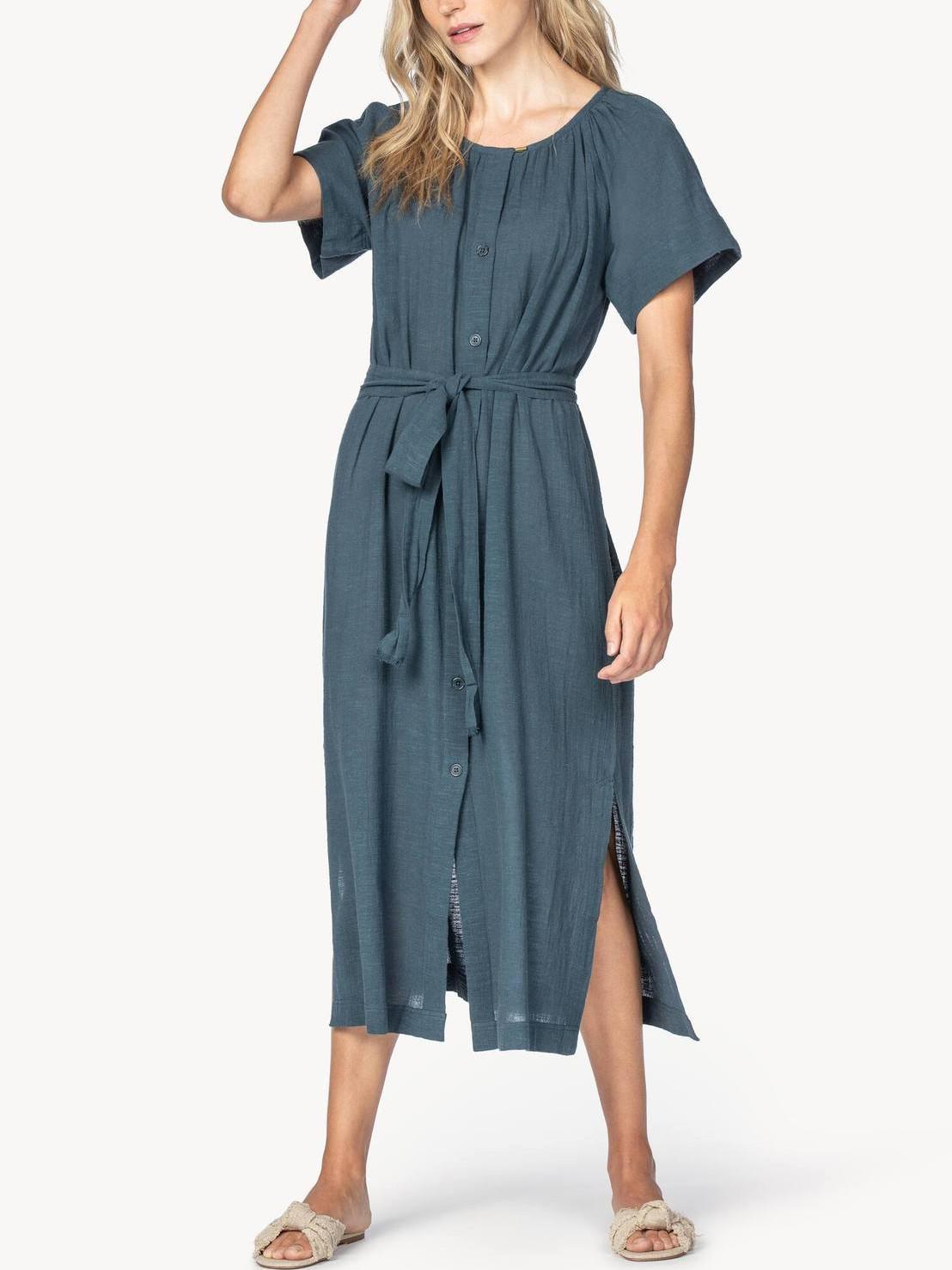 Lilla P - Belted Short Sleeve Button Up Dress - Sz XS