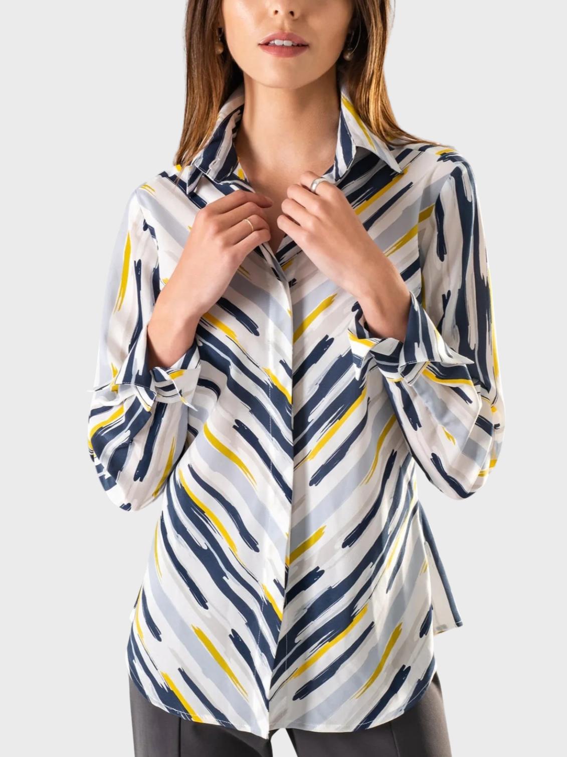 Farinaz Taghavi - Attitude Long Sleeve Button-Down Shirt - Sz 6