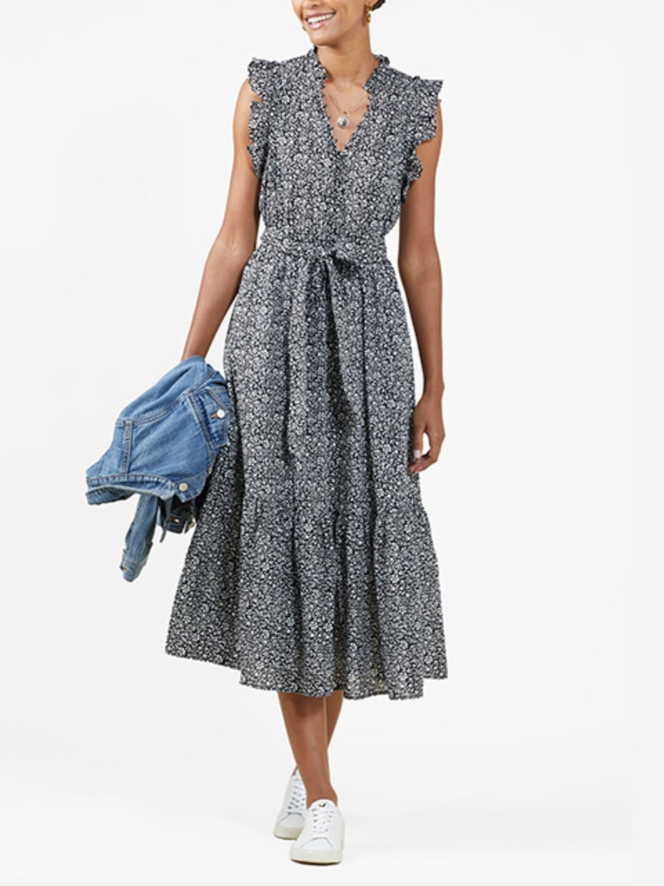 Outerknown - Canyon Ruffle Sleeve Midi Dress - Sz S