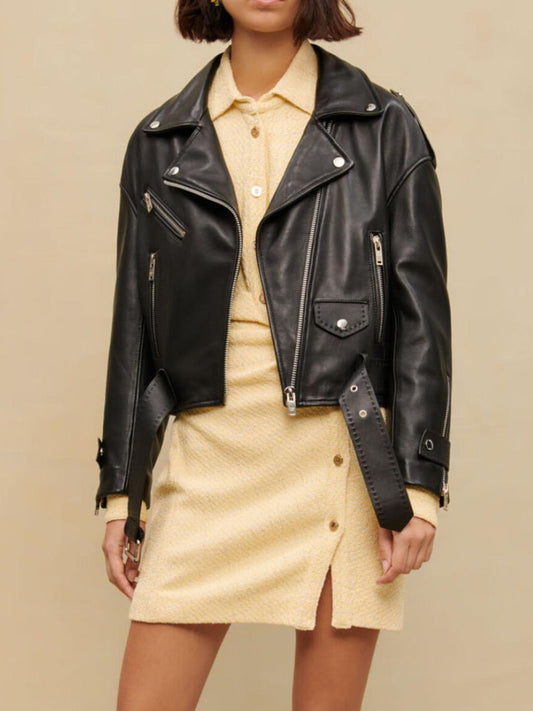 Maje - Maje Leather Biker Jacket - Sz L