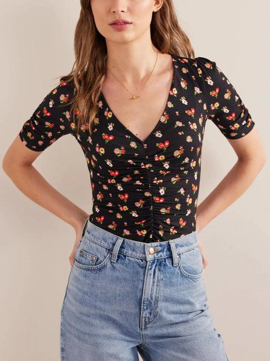 Boden - Ruched Front Printed Top - Sz 20/22