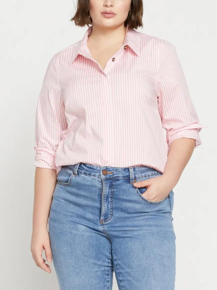 Universal Standard - Elbe Stretch Poplin Button-Down Shirt - Sz L