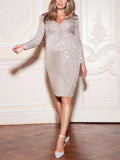 Seraphine - Catrina Sequin Maternity Dress - Silver