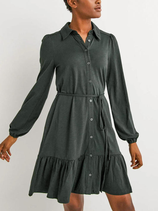 Boden - Long Sleeve Tiered Jersey Shirt Dress - Sz 20/22