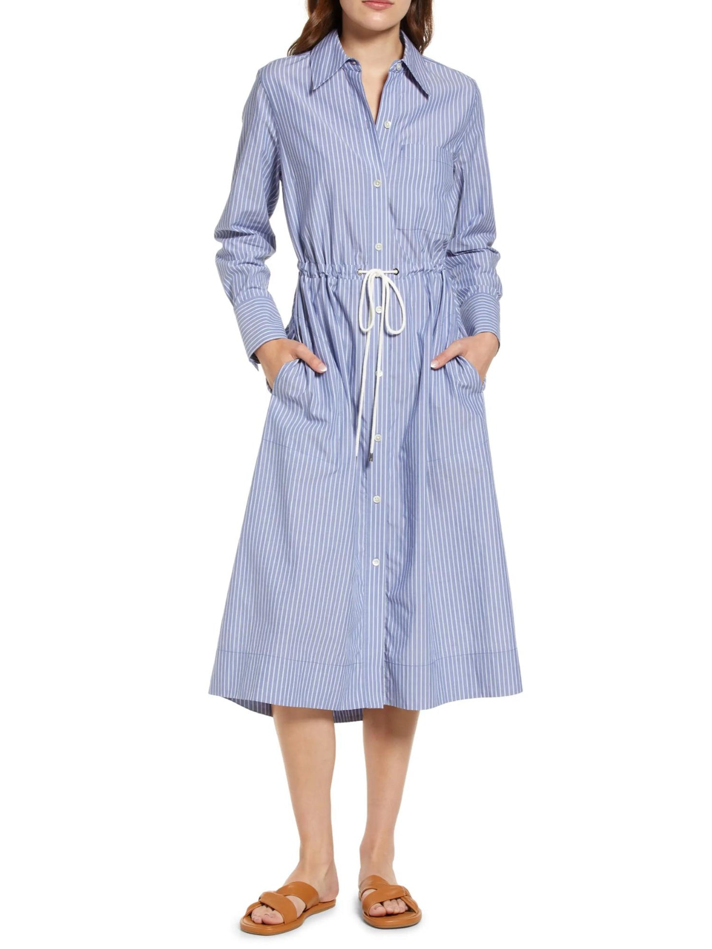 Rails - Shivonne Long Sleeve Drawstring Waist Midi Shirtdress - Sz XS