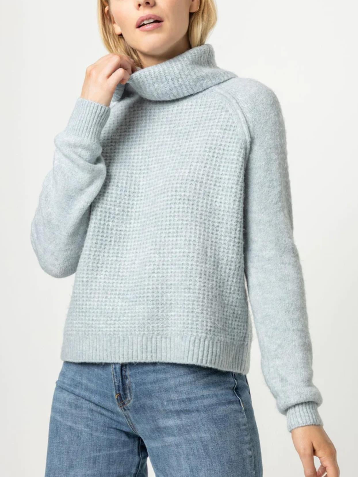 Lilla P - Waffle Stitch Long Sleeve Turtleneck Sweater - Sz S