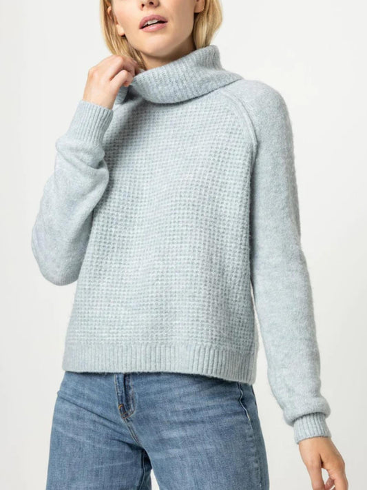 Lilla P - Waffle Stitch Long Sleeve Turtleneck Sweater - Sz S
