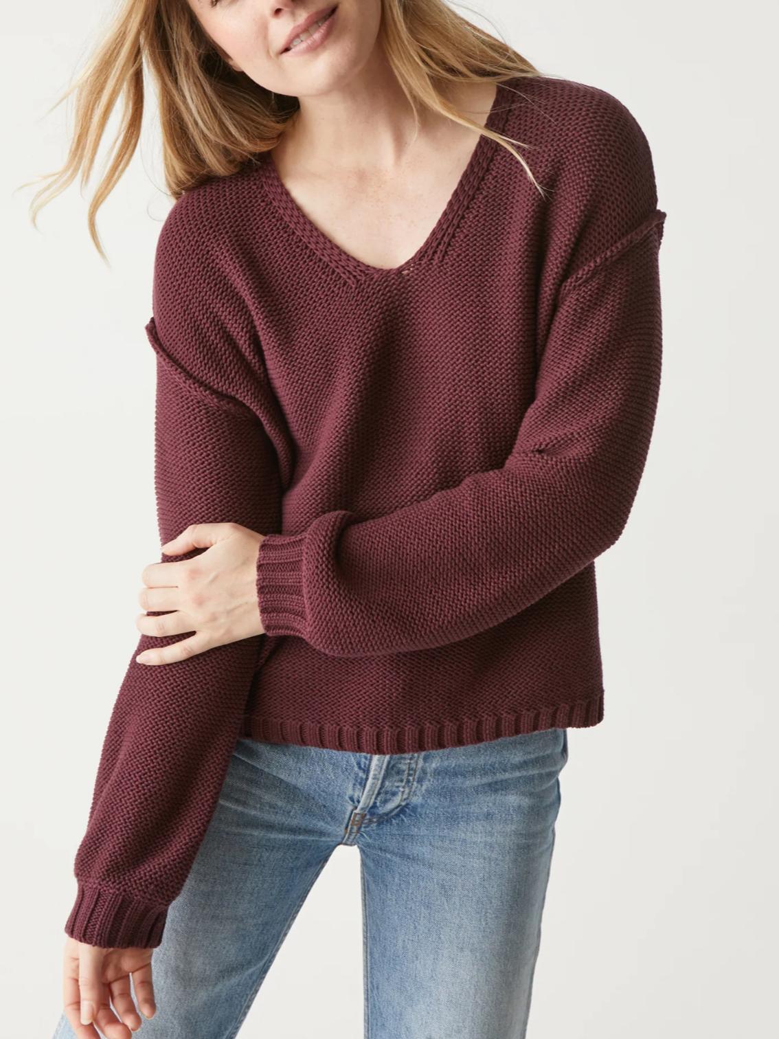 Michael Stars - Kendra Relaxed V-Neck Cotton Blend Sweater - Sz M