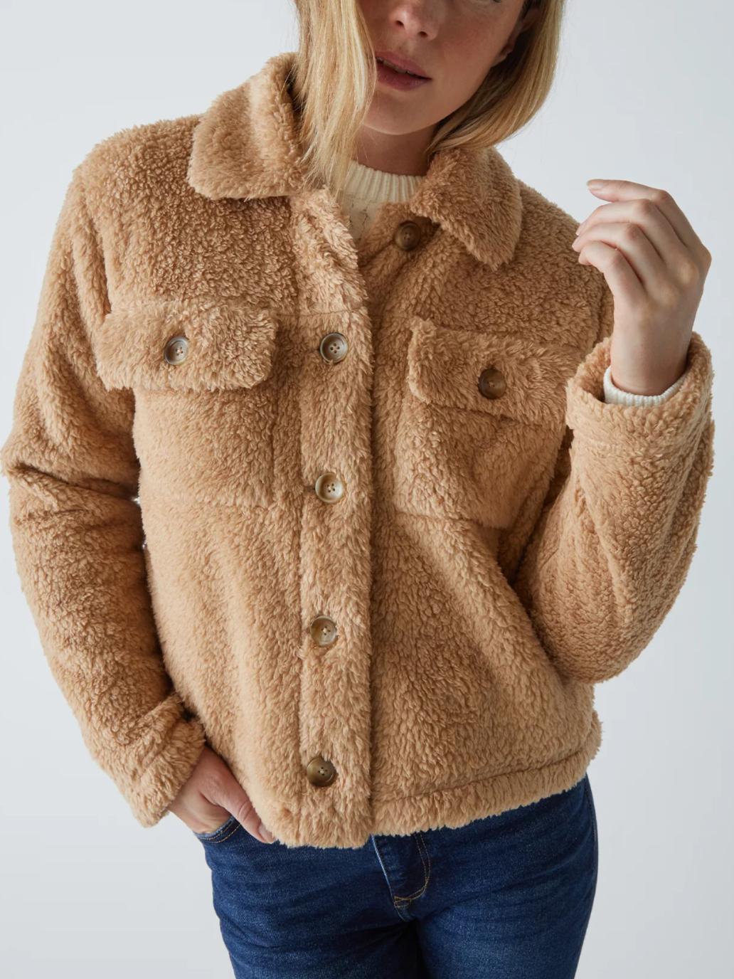 Michael Stars - Arizona Sherpa Cropped Button Front Jacket - Sz S