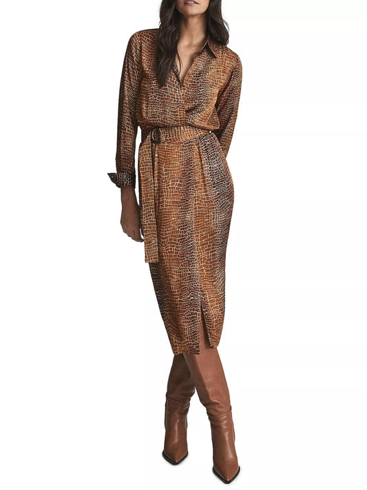 Reiss - Emile Long Sleeve Side Slit Shirt Dress - Sz 4