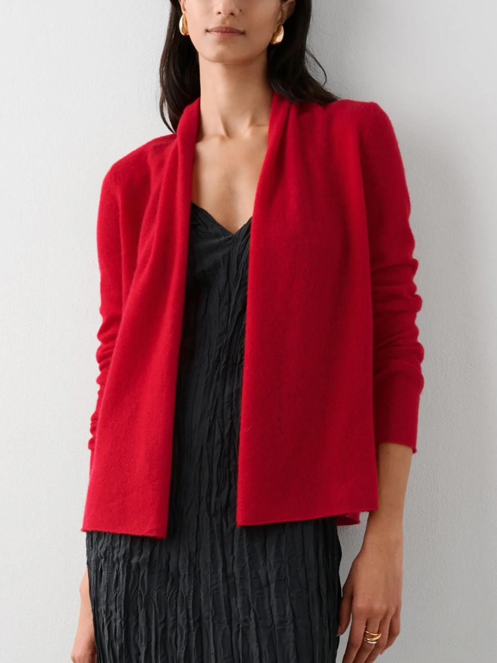 White + Warren - Essential Cashmere Mini Trapeze Cardigan - Sz M